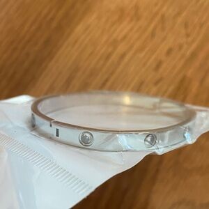 Silver Bangle Bracelet with Gem Accents